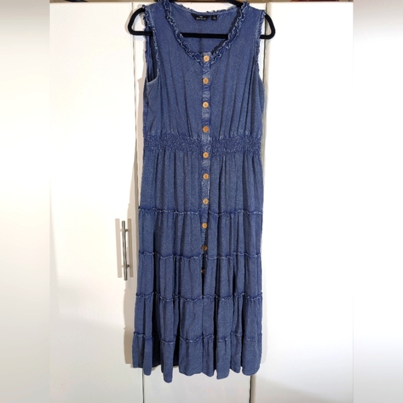 Mlle Gabrielle Denim Rayon Dress SZ M - Picture 1 of 6